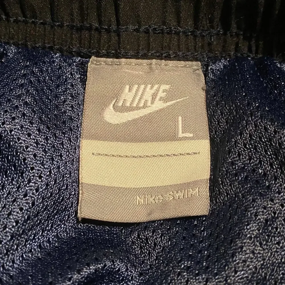 Vintage Nike Spellout Swim Trunks Navy Size Large